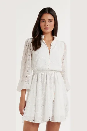 Forever New Iris Lace Mini Dress In White