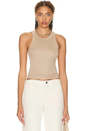 Enza Costa Stretch Silk Knit Cropped Bold Sheath Tank Top in White