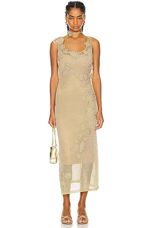 Petite Gold Halterneck Glitter Knit Dress