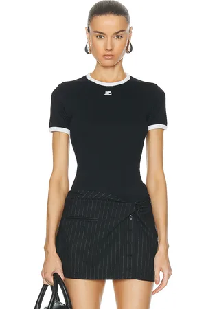 Courrèges Reedition Contrast T-shirt in - Black. Size L (also in S, XS).