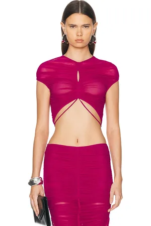 MUGLER Mesh Crop Top in - Pink. Size 40 (also in ).
