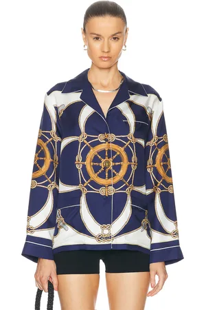 Bally Silk Button Down Shirt in - Navy. Size S (also in XS).
