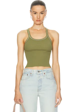 RE/DONE Cropped Ribbed Tank in - Green. Size XL (also in ).