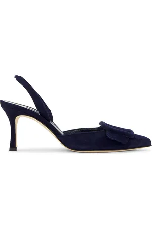 Manolo Blahnik Maysli 70 Suede Slingback In in - Black. Size 35 (also in 36, 37, 37.5, 38, 41).