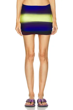The Attico Shaded Printed Mini Skirt in Blue Black & Light Yellow - Yellow,Royal. Size XS (also in ).