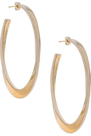 Saint Laurent Twist Hoop Earrings in - Metallic Gold,Cream. Size all.