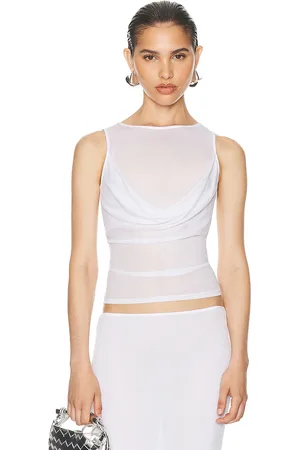 Helsa Sheer Knit Draped Top in - . Size M (also in L, XL).
