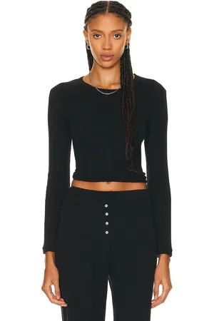 Leset Pointelle Slim Fit Long Sleeve Top in - . Size S (also in ).