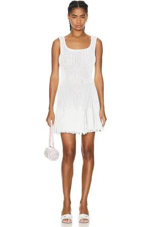 Alaïa Pleated Mini Dress in - White. Size 36 (also in 38).
