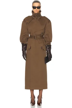 Saint Laurent Belted Coat in - Olive. Size 36 (also in 40).