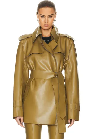 Norma Kamali Double Breasted Trench Coat in - Olive. Size S (also in ).