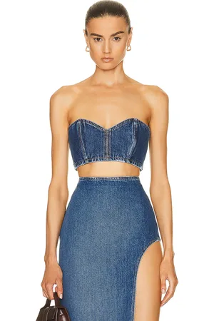 Monot Sweetheart Denim Bandeau in - Denim-Dark. Size 2 (also in 4).