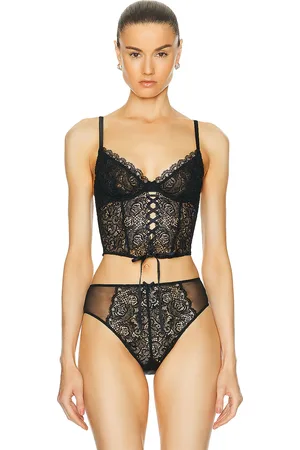 FLEUR DU MAL Grommet Embroidery Lace Up Bustier in - . Size S (also in ).