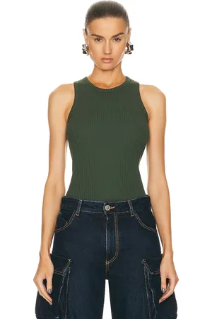 The Attico Ribbed Tank in - Green. Size 36 (also in 38, 40, 42, 44).