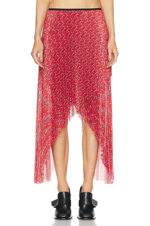 Burberry Pleated Midi Skirt in - Red. Size 2 (also in 8).