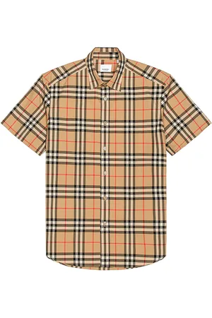 Burberry Caxton Short Sleeve Check Shirt in - Neutral,Plaid. Size L (also in M, S, XL).