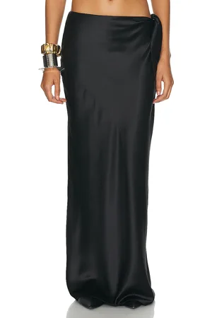 Saint Laurent Satin Maxi Skirt in - Black. Size 40 (also in 42).