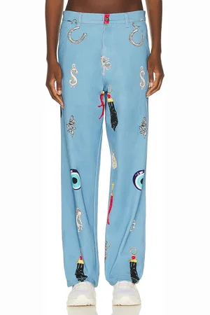 Sky High Farm Unisex Charm Print Denim Pants Woven in - Denim-Light. Size XL/1X (also in ).