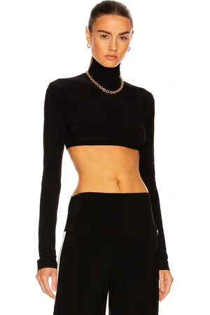 Norma Kamali Cropped Slim Fit Long Sleeve Turtleneck Top in - . Size L (also in XL).