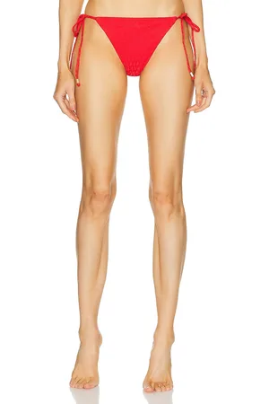 Wolford Logo Swim Side Tied Bikini Bottom in - Red. Size L (also in S).