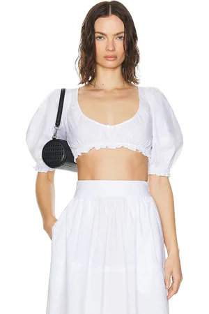 Helsa Poplin Cropped Peasant Top in - . Size L (also in M).