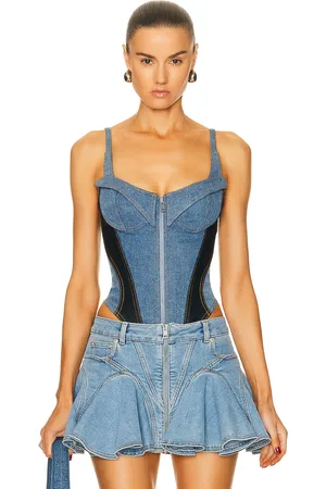 MUGLER Tank Top Bodysuit in - Denim-Light. Size 40 (also in ).
