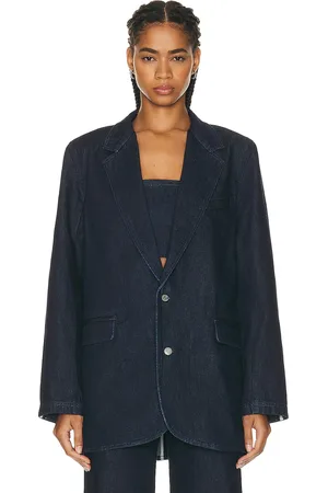 GRLFRND Sloane Denim Blazer in - Black. Size XXS (also in ).