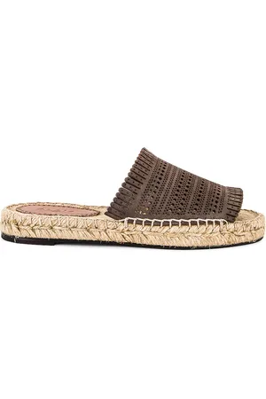 Alaïa Leather Laser Cut Flat Espadrilles in - Taupe. Size 36 (also in 37).