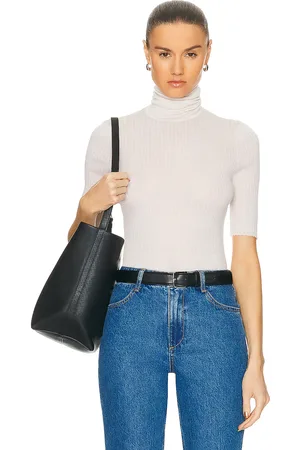 SPRWMN Short Sleeve Turtleneck Top in - Cream. Size M (also in ).