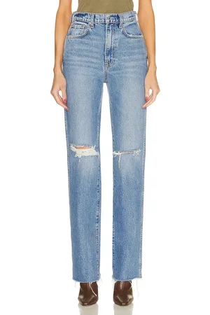 GRLFRND Sara Super High Rise Slim Straight in - Denim-Light. Size 23 (also in ).