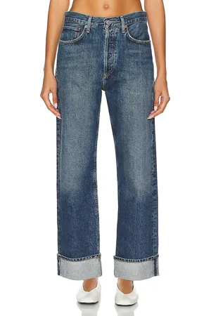 AGOLDE Fran Low Slung Easy Straight in - Denim-Dark. Size 30 (also in 31, 32, 33).