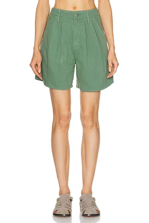 Mother The Pleated Chute Prep Short in - Green. Size 25 (also in ).