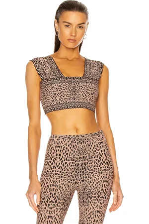 Alaïa Jacquard Print Fitted Top in - Blush. Size 38 (also in 42).