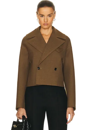 Bottega Veneta Structured Wool Cropped Jacket in - Olive. Size 40 (also in ).