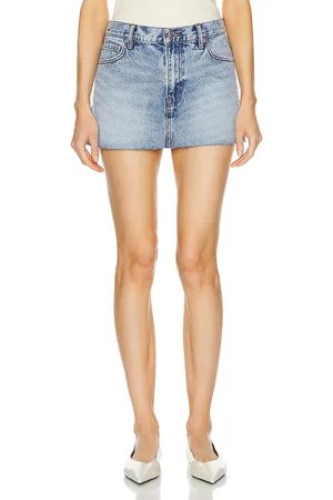 GRLFRND Maren Mini Skirt in - Blue. Size 30 (also in 31, 32).