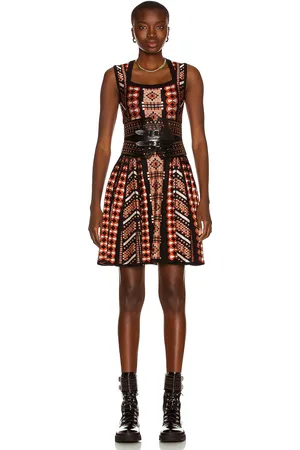 Alaïa Square Neck Sleeveless Mini Dress in - Rose. Size 36 (also in 40, 42).