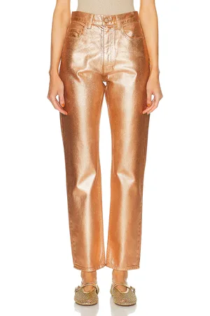 ULLA JOHNSON Agnes Straight Leg in - Metallic Copper. Size 24 (also in 25, 27).