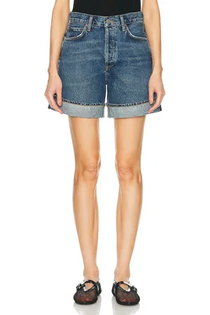 AGOLDE Dame Short in - Denim-Medium. Size 23 (also in 24, 32, 33).