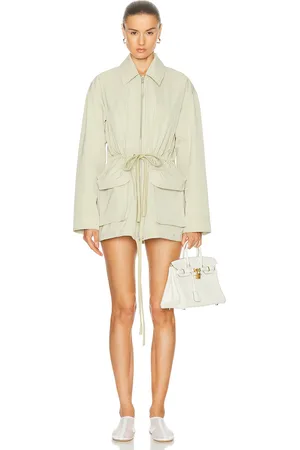 GRLFRND Tech Gabardine Parka Jacket in - Olive. Size M (also in S, XL).