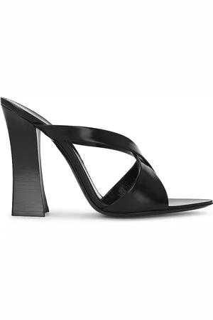 Saint Laurent Eva Mule Sandal in - Black. Size 37 (also in 36.5, 38.5, 39.5, 40, 41).