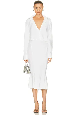 Norma Kamali Boyfriend Nk Shirt Fishtail Dress To Midcalf in - White. Size XS (also in ).