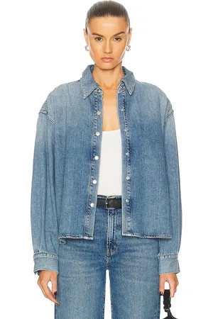 AGOLDE Aiden High Low Shirt in - Denim-Medium. Size L (also in ).