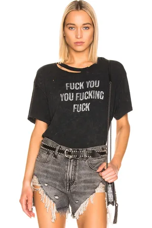 R13 F U Ripped Boy Tee in - Black. Size XS (also in ).