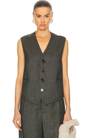 Bottega Veneta Classic Wool Houndstooth Vest in Brown Blue & Yellow - Brown. Size 34 (also in 40).