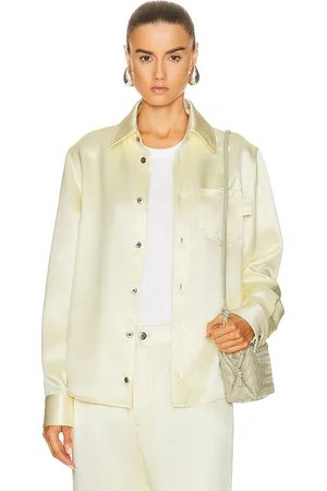 Bottega Veneta Silk Twill Long Sleeve Shirt in - Yellow. Size 34 (also in 36, 38, 40).