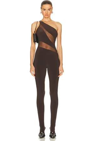 Norma Kamali Snake Mesh Catsuit in - Chocolate. Size M (also in ).