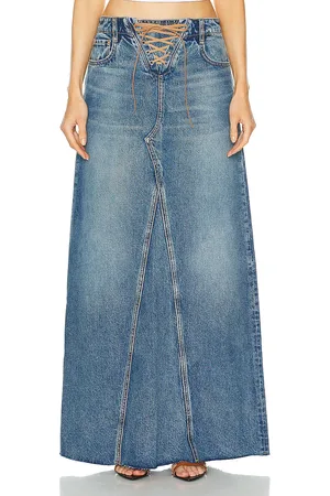 GRLFRND Indira Laced Maxi Skirt in - Denim-Medium. Size 23 (also in 24).