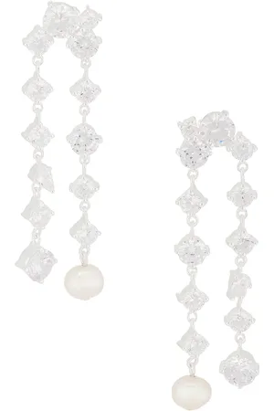 COMPLETEDWORKS Freshwater Pearl And CZ Earrings in - Metallic Silver. Size all.