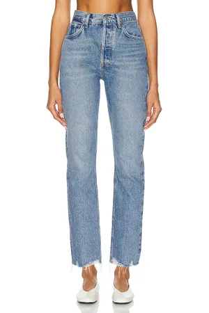 AGOLDE Riley High Rise Straight Crop in - Denim-Light. Size 32 (also in ).