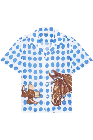 BODE Jockey Dot Short Sleeve Shirt in - Blue. Size XL/1X (also in ).